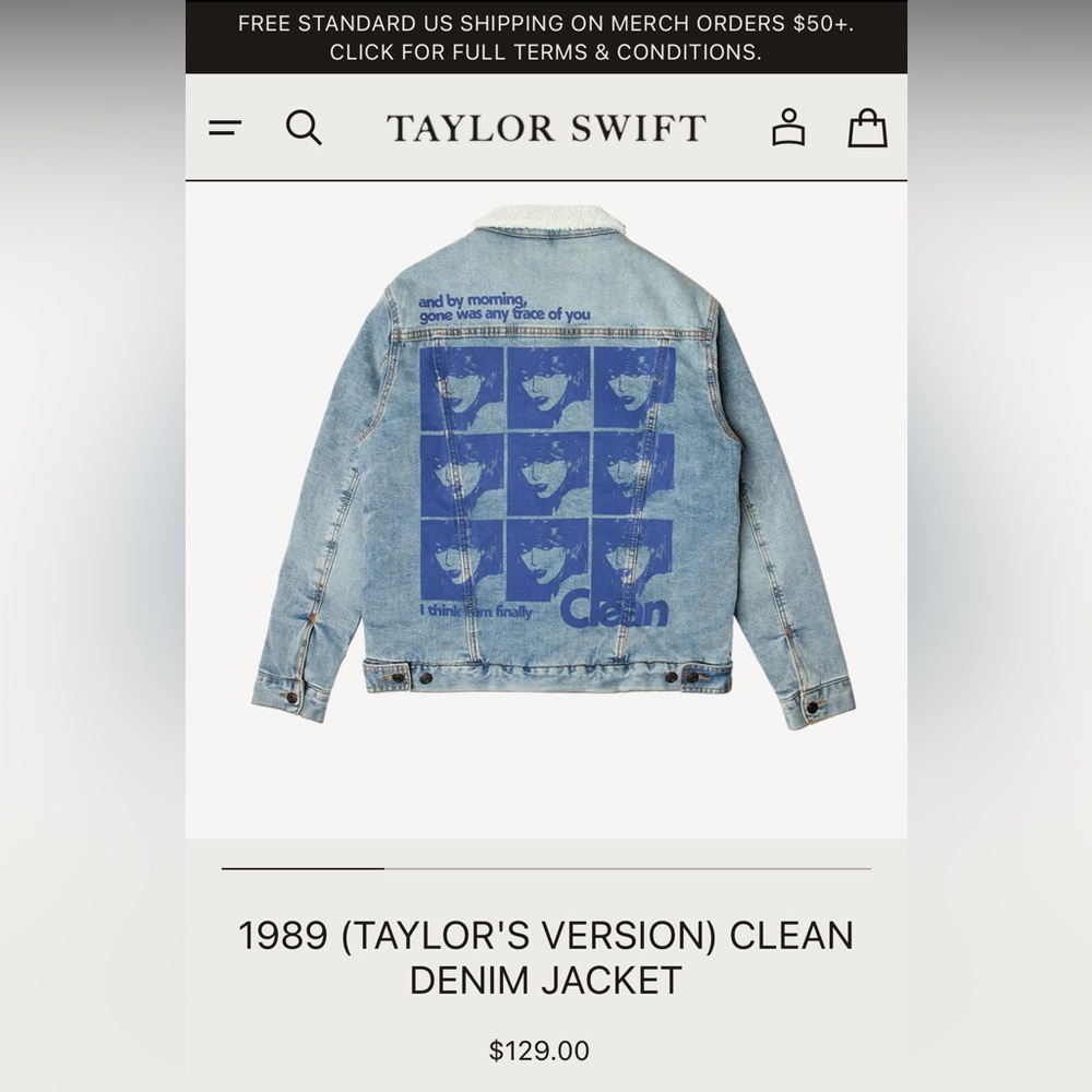 Taylor Swift Clean Denim Jean Jacket (NWOT)
